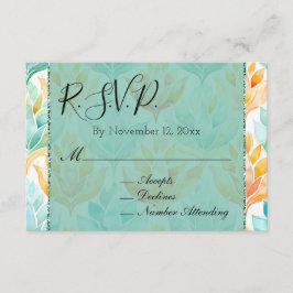 Cartão De Informações Tangerina Turquesa Floral Abstrata Casamento RSVP