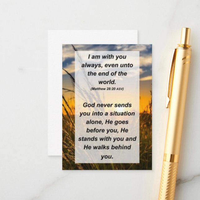 Cartão De Informações Tapete. 28:20 Estou sempre consigo, até ao fim (Frente/Verso In Situ)