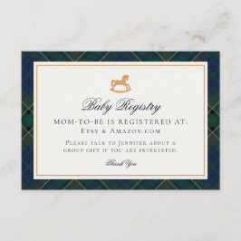 Cartão De Informações Tartan Plaid Vintage Rocking Horse Registry