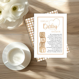 Cartão De Informações Taupe Display Shower Card | Unwrapped Gifts Insert