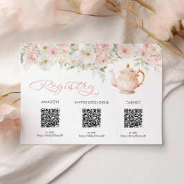 Cartão De Informações Tea Party Bridal Shower Registry Card Enclosure