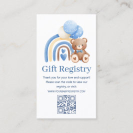 Cartão De Informações teady bear baby Shower gift registry qr code 