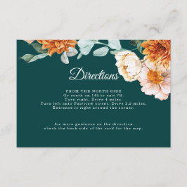 Cartão De Informações Teal Burnt Orange Floral Details Wedding (Detalhes