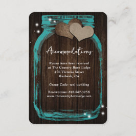 Cartão De Informações Teal Mason Jar Wood Wedding Accommodation Card