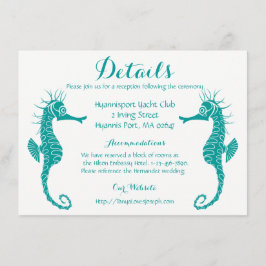 Cartão De Informações Teal Turquoise Detalhes do Casamento de Seacavalo 