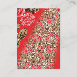 Cartão De Informações Tecido vermelho vibrante com intrincado floral e