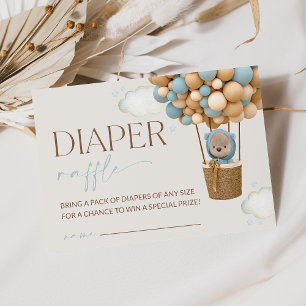 Cartão De Informações Teddy Bear, Blue Balloons, Diaper Raffle