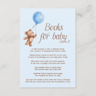 Cartão De Informações Teddy Bear Blue Boy Books para bebê