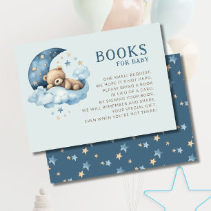 Cartão De Informações Teddy Bear Blue Sobre os Livros da Lua para o Bebê
