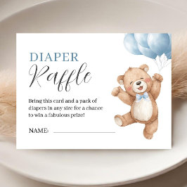Cartão De Informações Teddy Bear Boy Baby Shower Diaper Raffle