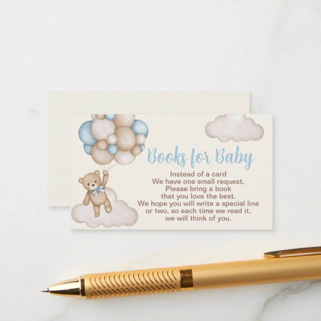 Cartão De Informações Teddy Bear Boy Books para Bebê (Frente/Verso In Situ)