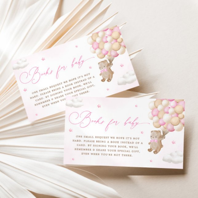 Cartão De Informações Teddy Bear com Balões Rosa Solicitação (Criador carregado)