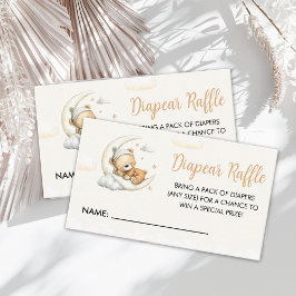 Cartão De Informações Teddy Bear Diaper Raffle Card | Baby Boy Shower 