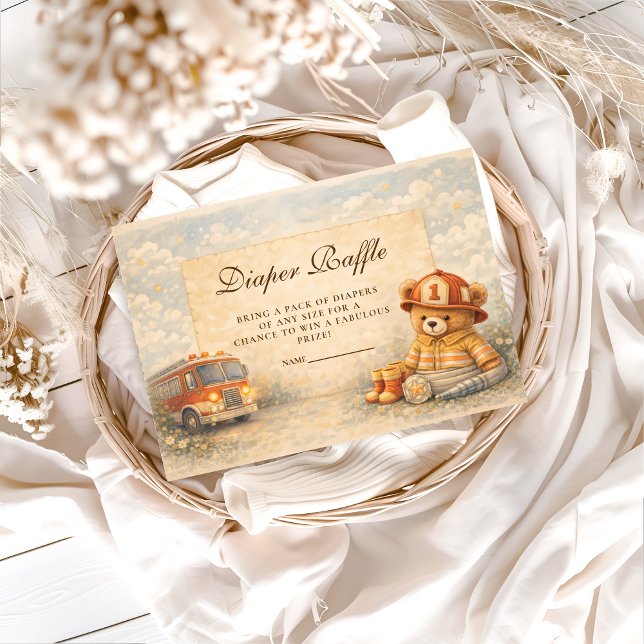 Cartão De Informações Teddy Bear Firefighter Diapper Raffle (Criador carregado)