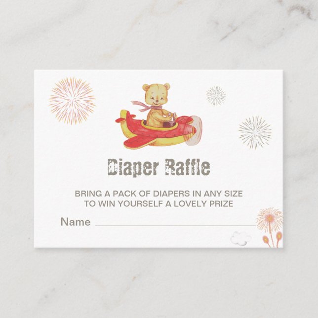 Cartão De Informações *~* Teddy Bear Fireworks Fralda Raffle (Frente)