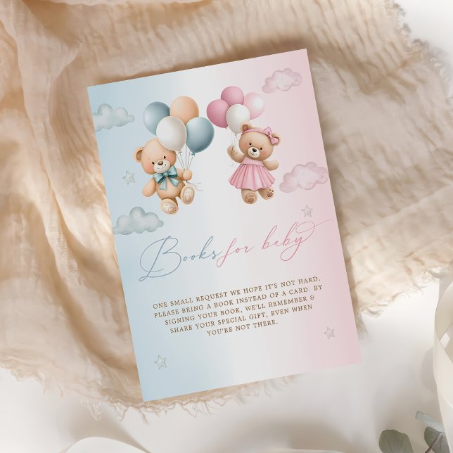 Cartão De Informações Teddy Bear Gender Reveal Book Request (Criador carregado)