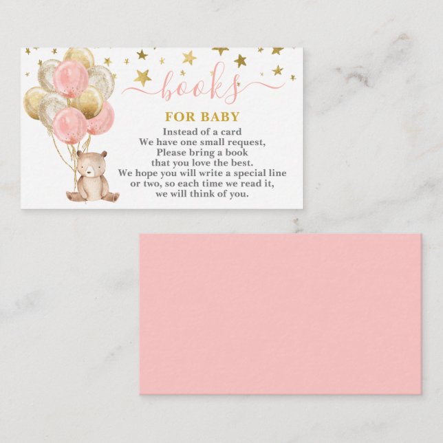 Cartão De Informações Teddy Bear Girl traga um livro (Frente/Verso)