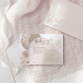 Cartão De Informações Teddy Bear Modern Boho Girl Livros para Chá