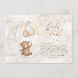 Cartão De Informações Teddy Bear Moon Stars Balões Livros para Bebê