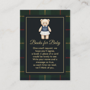 Cartão De Informações Teddy Bear Polo Clássico Chá de Bebê Xadrez Préppy