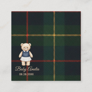 Cartão De Informações Teddy Bear Polo Clássico Xadrez Chá de Bebê Préppy