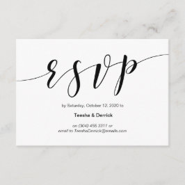 Cartão De Informações Tela preta moderna, RSVP de Casamento