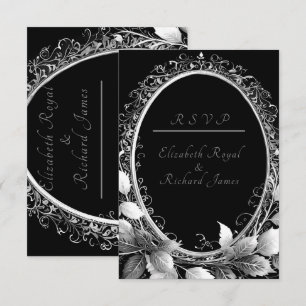 Cartão De Informações Tema de casamento luxuoso em preto e ouro