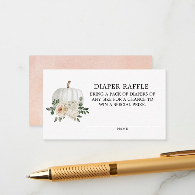 Cartão De Informações Tema de queda de abóbora branca Fralda de bíquete  (Frente/Verso In Situ)