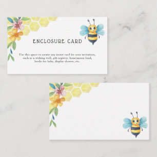 Cartão De Informações Tema floral de abelha - Texto Personalizado
