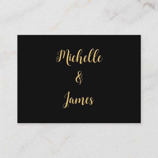 Cartão De Informações Tendência Profissional de Cores Pretas e Douradas  (Frente)