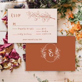 Cartão De Informações Terracota Simples Boho Floral Bicolor RSVP