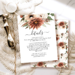 Cartão De Informações Terracotta Boho Floral Wedding