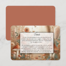 Cartão De Informações Terracotta Cogumelo Mágico da Floresta Casamento