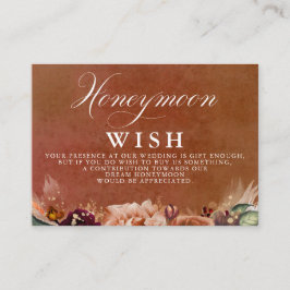 Cartão De Informações Terracotta Floral Boho Weding Honeymoon Wish