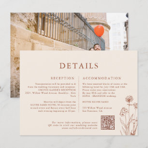 Cartão De Informações Terracotta Floral Fall Wildflower Detalhes do Casa