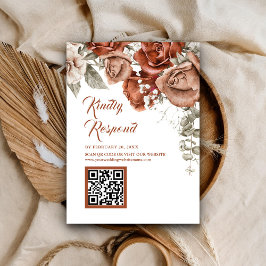 Cartão De Informações Terracotta Floral QR Code RSVP Casamento Website