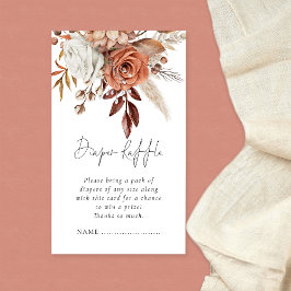 Cartão De Informações Terracotta Florals Fralda Raffle Chá de fraldas