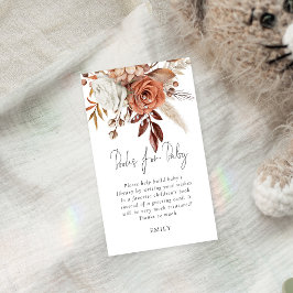 Cartão De Informações Terracotta Florals Livros Para Chá de fraldas