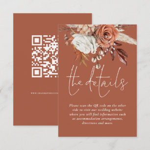 Cartão De Informações Terracotta Florals QR Code Rust Detalhes do Casame