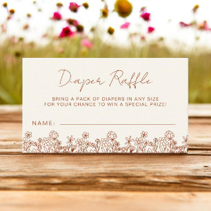 Cartão De Informações Terracotta Fralda Raffle Chá de fraldas de flor se