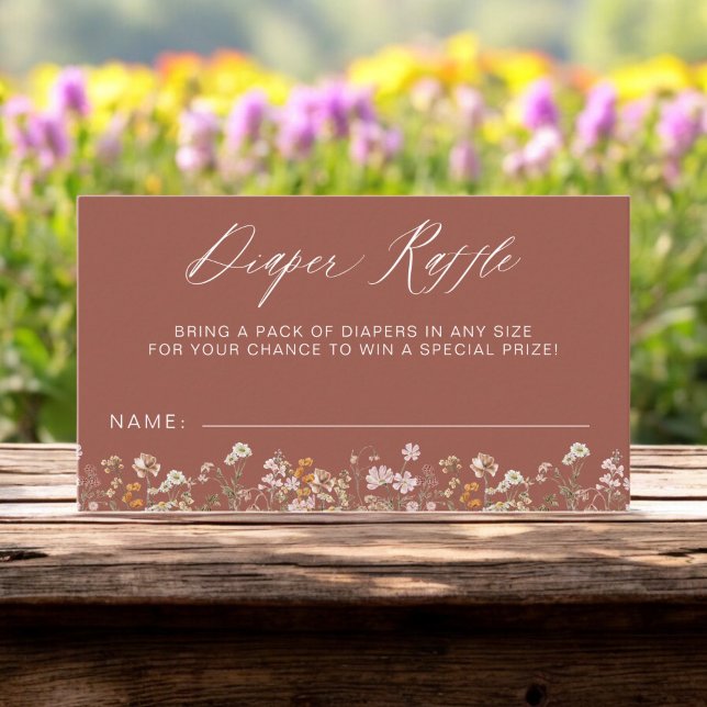 Cartão De Informações Terracotta Fralda Raffle Chá de fraldas de flor se (Criador carregado)