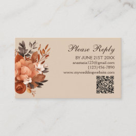 Cartão De Informações Terracotta leve e Casamento Laranja Queimado
