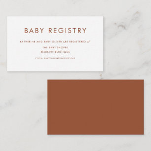 Cartão De Informações Terracotta Minimalista Typografia Baby Registry