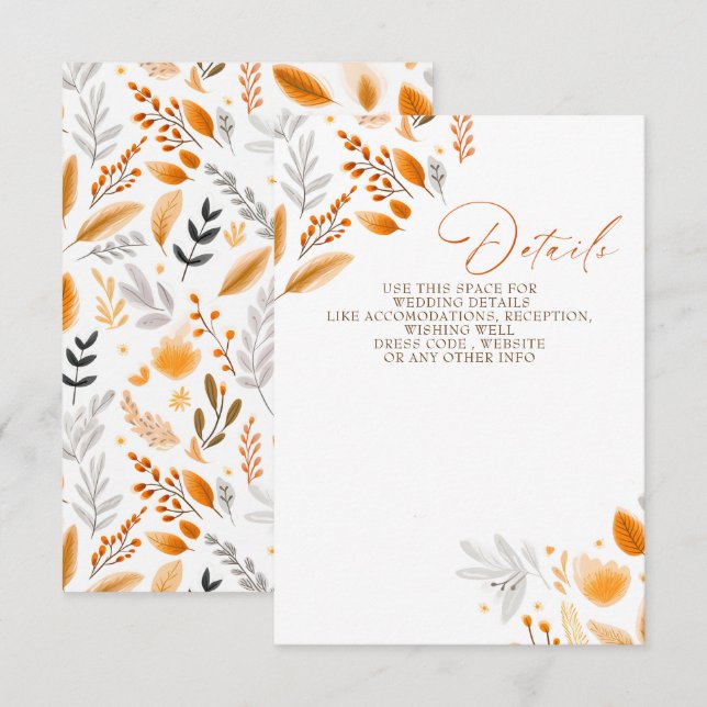 Cartão De Informações Terracotta Moderno Script Elegante Casamento de Ou (Frente/Verso)