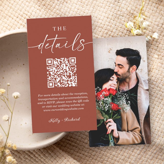 Cartão De Informações Terracotta Romance Código QR Pequenos Detalhes do  (Criador carregado)