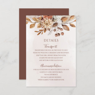 Cartão De Informações Terracotta Rust Flowers Detalhes do Casamento outo
