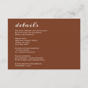 Cartão De Informações Terracotta Rustic Burnt Orange Modern Wedn