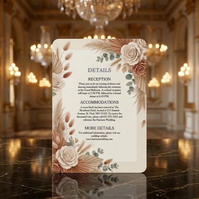 Cartão De Informações Terracotta Rustic Floral Boho  (Criador carregado)