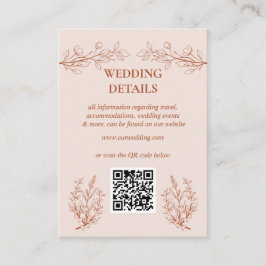 Cartão De Informações Terracotta Simple Boho Detalhes do Casamento QR