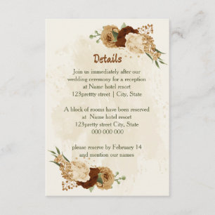 Cartão De Informações terracotta terra-ttons detalhes do casamento flora